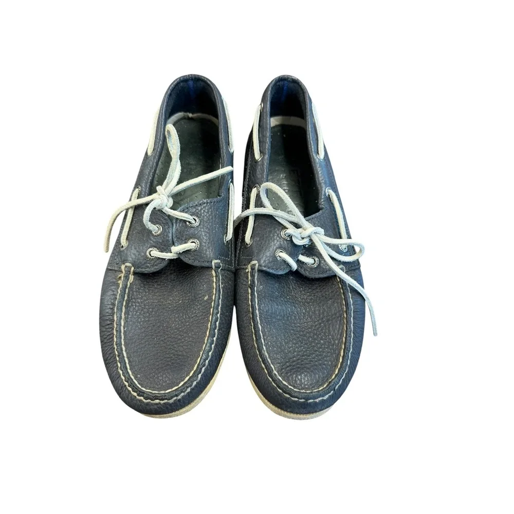 Sperry Top-Sider Mens Authentic Original Boat Shoes Navy Blue Pebbled Leather 10